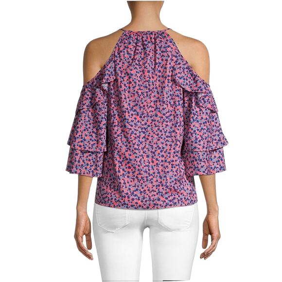 NWT! Parker Dahlias Floral Ruffle Halter Neck Blouse - Size Medium - Picture 2 of 6